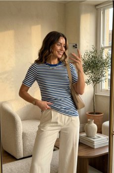 Бавовняна футболка в смужку - синій