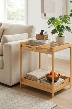 Підлогова полиця з підносами - бежевий