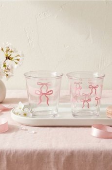Склянки з мотивом бантиків 2 pack - пастельний рожевий