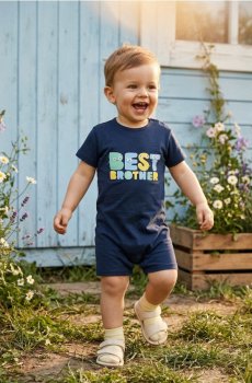 Бавовняний ромпер з написом Best Brother - темно-синій