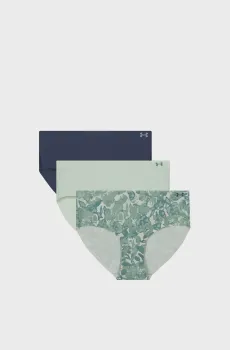 Женские трусики (3 шт) Underwear Hipster UA PURE STRETCH NO SHOW HIPSTER-PRINT 3PK Разноцветный XS Under Armour 1383896-348