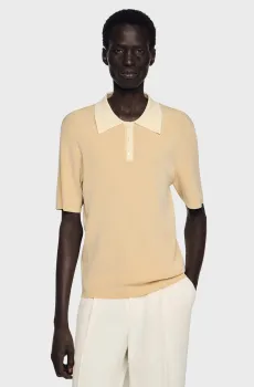 Мужское бежевое поло Бежевый XL Sandro SHPTR00542_Sand