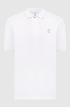 Белое поло с вышивкой эмблемы