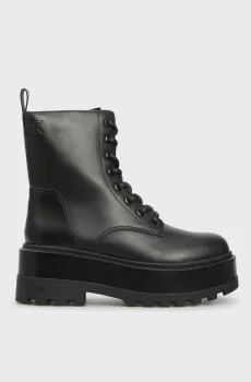 Женские черные кожаные ботинки FLATFORM HIGH LACE UP Черный 36 Calvin Klein YW0YW01535