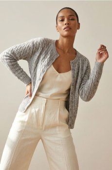 Кардиган з декоративним в’язаним візерунком - сірий