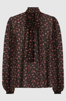 Черная блуза из шелка в принт