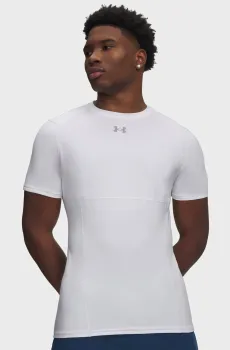 Мужская белая футболка UA HG Elite Fitted SS-WHT Белый XXL Under Armour 6015379-100