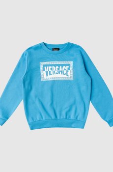 Детский синий свитшот с принтом лготипа