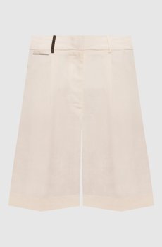 Шорты цвета айвори с патчем и цепочкой