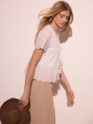 Mohito - Блузка з вишивкою - білий - L