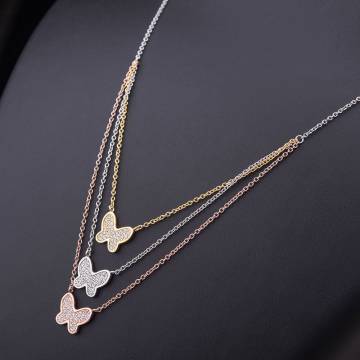 Серебряное колье "Бабочки" с фианитами 18226 Серебряное колье "Бабочки" с фианитами 18226