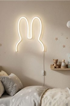 LED настінний нічник у формі зайчика - кремовий