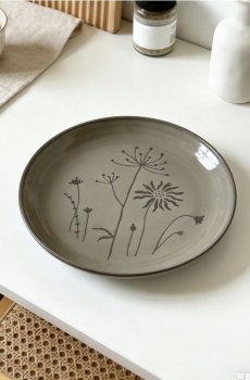 Миска з рослинним мотивом - бежевий