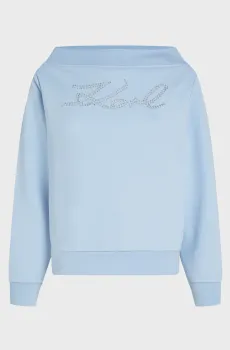 Женский голубой свитшот RHINESTONE LOGO Голубой S Karl Lagerfeld 241W1805