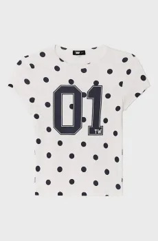 Женская белая футболка в горошек Белый L Tally Weijl STSCOLYLE13