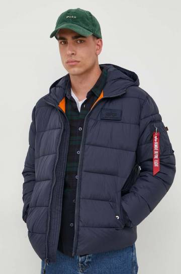 Куртка Alpha Industries Hooded Puffer FD цвет синий зимняя Куртка Alpha Industries Hooded Puffer FD цвет синий зимняя