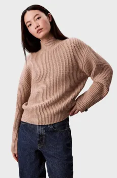 Женский бежевый шерстяной гольф Chunky Бежевый S Calvin Klein Jeans LV044D329G