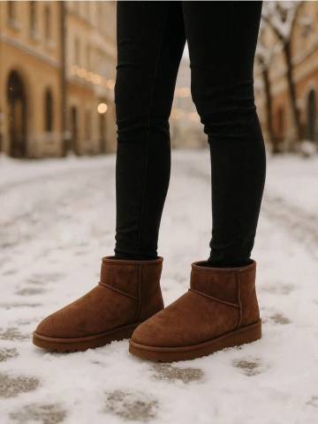 Снігові черевики з домішкою вовни - темно коричневий