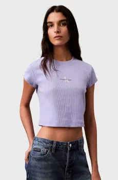 Женская сиреневая футболка MONOGRAM BABY TEE Сиреневый M Calvin Klein Jeans LV047AB802