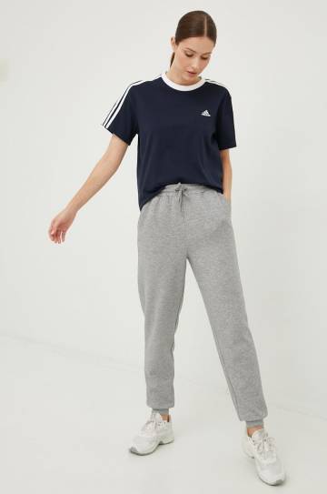 Хлопковая футболка adidas цвет синий Хлопковая футболка adidas цвет синий