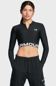 Женский черный лонгслив HeatGear Rib 1/4 Zip LS Черный M Under Armour 1388692-001