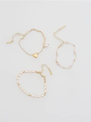 Reserved - Набір браслетів з намистинами - білий - 414FD-00X