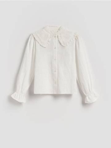 Reserved - Бавовняна сорочка з коміром - кремовий - 424FW-01X Reserved - Бавовняна сорочка з коміром - кремовий - 424FW-01X