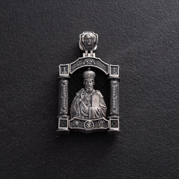 Серебряный кулон "Николай Чудотворец. Святая Троица" (эбеновое дерево) 1463 Серебряный кулон "Николай Чудотворец. Святая Троица" (эбеновое дерево) 1463