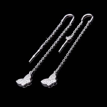 Серебряные серьги "Бабочки" с фианитами 121744 Серебряные серьги "Бабочки" с фианитами 121744