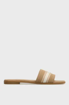 Женские бежевые слайдеры FLAT WEBBING Бежевый 40 Tommy Hilfiger FW0FW09217