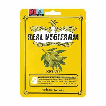 Тканевая маска для лица Fortheskin Super Food Real Vegifarm Double Shot Mask Olive, 23 мл Тканевая маска для лица Fortheskin Super Food Real Vegifarm Double Shot Mask Olive, 23 мл
