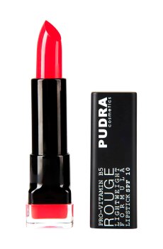 Уценка! Помада для губ Pudra Cosmetics Rouge Lightweight Formula Lipstick SPF10 с провитамином B5, 15 Orange Red, 4.5 мл