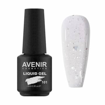 Жидкий гель для наращивания ногтей Avenir Cosmetics Liquid Gel с блестками, 101, 15 мл Жидкий гель для наращивания ногтей Avenir Cosmetics Liquid Gel с блестками, 101, 15 мл