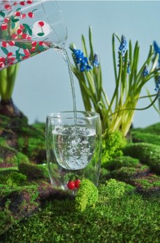 Склянка з подвійною стінкою та вишневим мотивом - clear