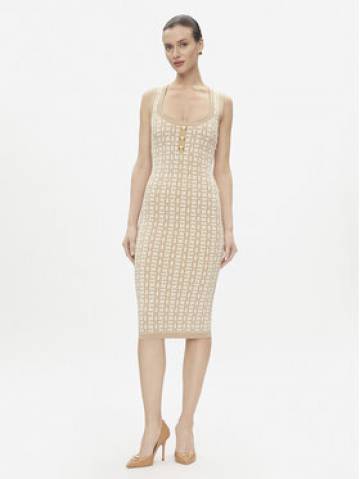 Elisabetta Franchi Трикотажна сукня AM-55Z-41E2-V460 Бежевий Slim Fit Elisabetta Franchi Трикотажна сукня AM-55Z-41E2-V460 Бежевий Slim Fit