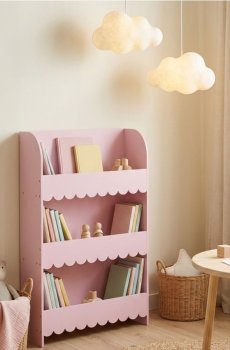 Підлоговий стелаж на 3 рівні з хвилястим краєм - пастельний рожевий