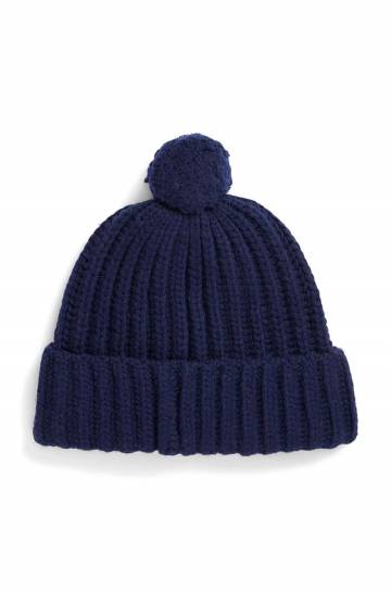 Шерстяная шапка Polo Ralph Lauren цвет синий из толстого трикотажа шерсть 455931876