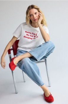Reserved - Шкіряні балетки - червоний - 836ID-33X