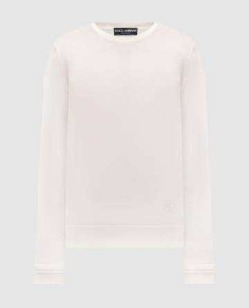 Бежевый джемпер из шелка с вышивкой монограммы логотипа DG