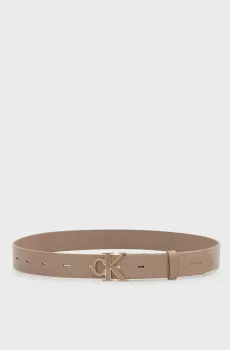 Женский бежевый кожаный ремень ROUND Бежевый 80 Calvin Klein LV04F7073G