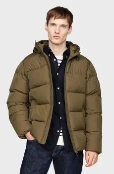 Мужской оливковый пуховик DOWN HOODED PUFFER JACKET Оливковый M Tommy Hilfiger MW0MW36599