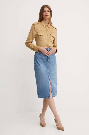 Рубашка Guess MARGOT женская цвет коричневый regular классический воротник W4YH0C WG6T0 Рубашка Guess MARGOT женская цвет коричневый regular классический воротник W4YH0C WG6T0