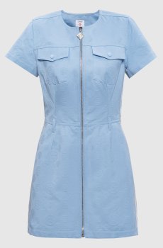 Голубое платье-рубашка мини в эмблемы шаблон