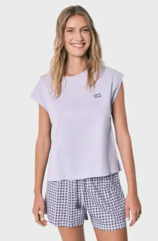Женская сиреневая пижама (футболка, шорты) Сиреневый XL womensecret 3593023