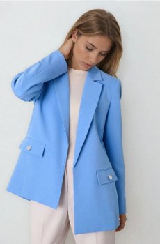 Класичний жакет з декоративними ґудзиками - light blue