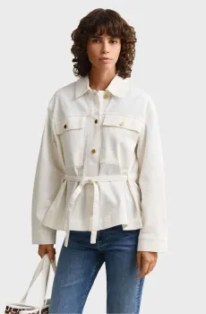 Женская белая джинсовая куртка WITH TIE DETAIL Белый L Gant 4700417