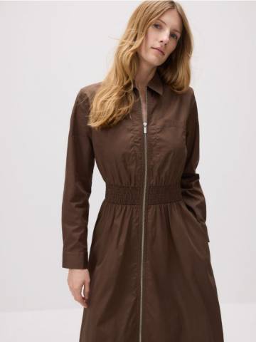 Reserved - Бавовняна максісукня з комірцем - коричневий - 5120V-88X Reserved - Бавовняна максісукня з комірцем - коричневий - 5120V-88X