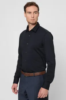 Мужская темно-синяя рубашка Синий 42 BOSS 50474283;404