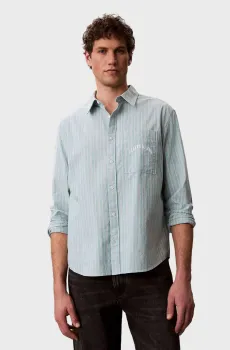 Мужская зеленая рубашка в полоску OXFORD Зеленый XL Calvin Klein Jeans LV04RF104G