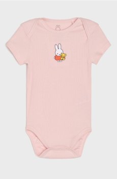 Боді з трикотажу в рубчик Miffy - рожевий